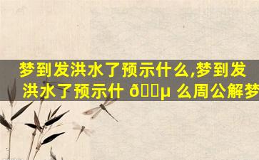 梦到发洪水了预示什么,梦到发洪水了预示什 🌵 么周公解梦